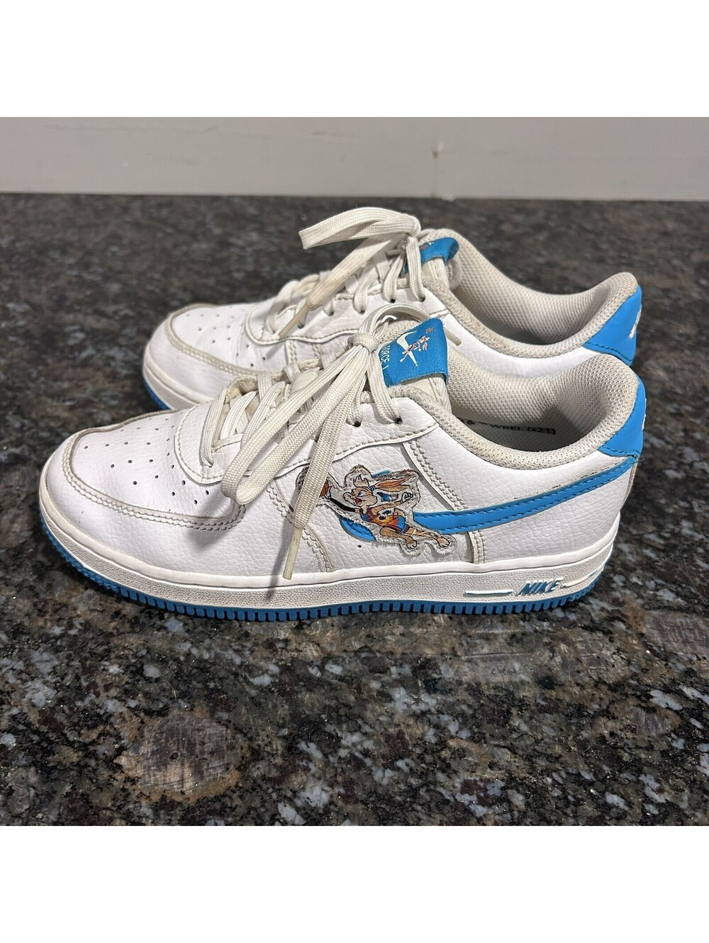 Nike Air Force 1 Space Jam Hare White Blue Grade School Youth 3 Youth